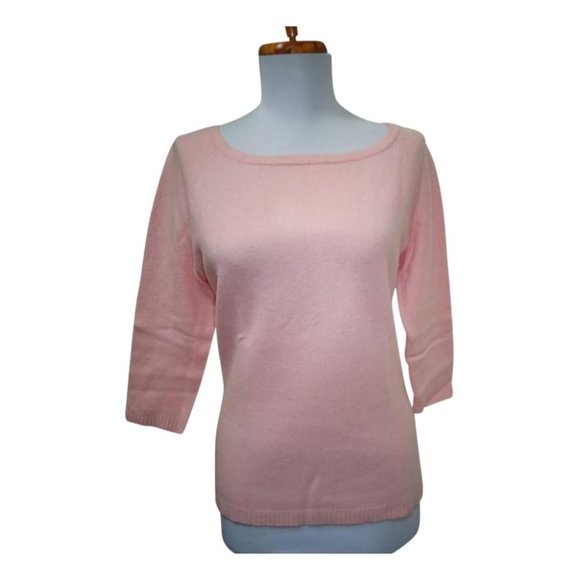 EUC - 100% CASHMERE STUDIO Pink 100% cashmere scoop neck jumper - Size S - Picture 1 of 6